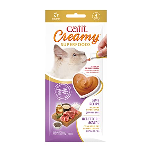 Catit Creamy Superfoods Lamb with Quinoa and Chia Lickable Cat Treats - 4 Per Pack - Case of 12 Default Title