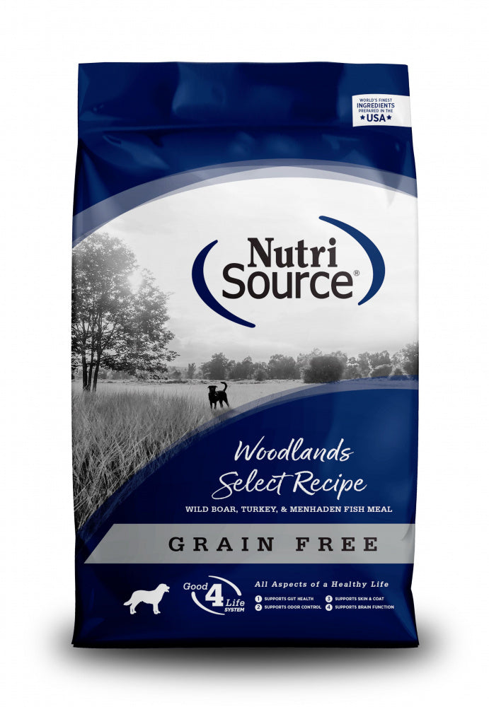Nutrisource Grain-Free Woodlands Select Recipe Wild Boar Turkey and Menhaden Dry Dog Food - 26 Lbs