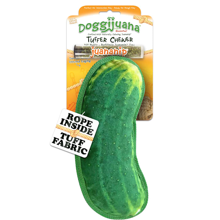 Meowijuana Doggijuana Dill Pickle Tuffer Chewer Inner-Rope Refillable Juananip Plush Dog Toy