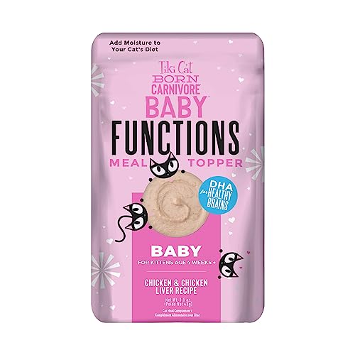 Tiki Cat Baby Functions Chicken and Chicken Liver Mousse Kitten Wet Cat Food Topper Pouch - 1.5 Oz - Case of 12 Default Title