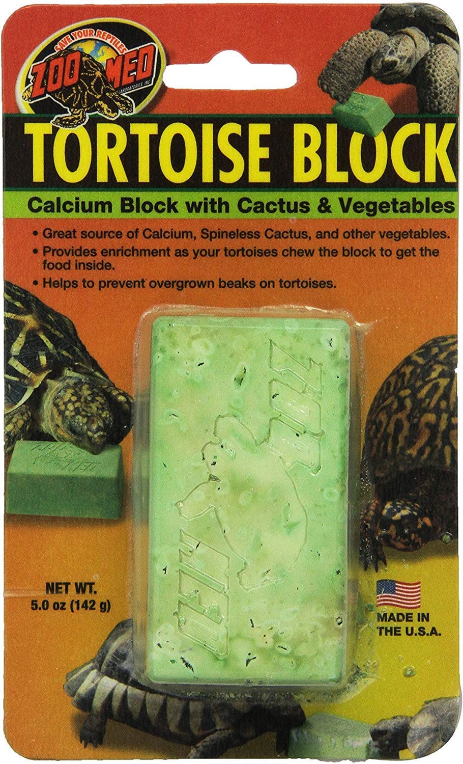 Zoo Med Laboratories Tortoise Banquet Block with Calcium Vegetables and Cactus Slow Feeding Food  