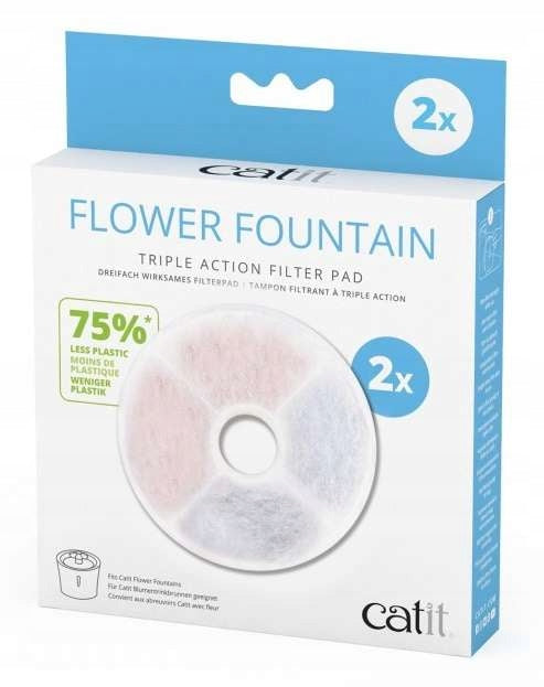 Catit Triple Action Frameless Filter for Catit Flower Cat Fountains - 2 Pack 2 Pack