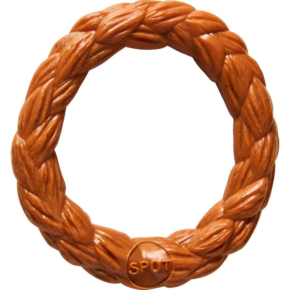 Ethical SPOT Bam-Bones Braid Ring Hickory Smoke Flavored Bamboo and Nylon Chew Dog Toy Medium - 5 Inch