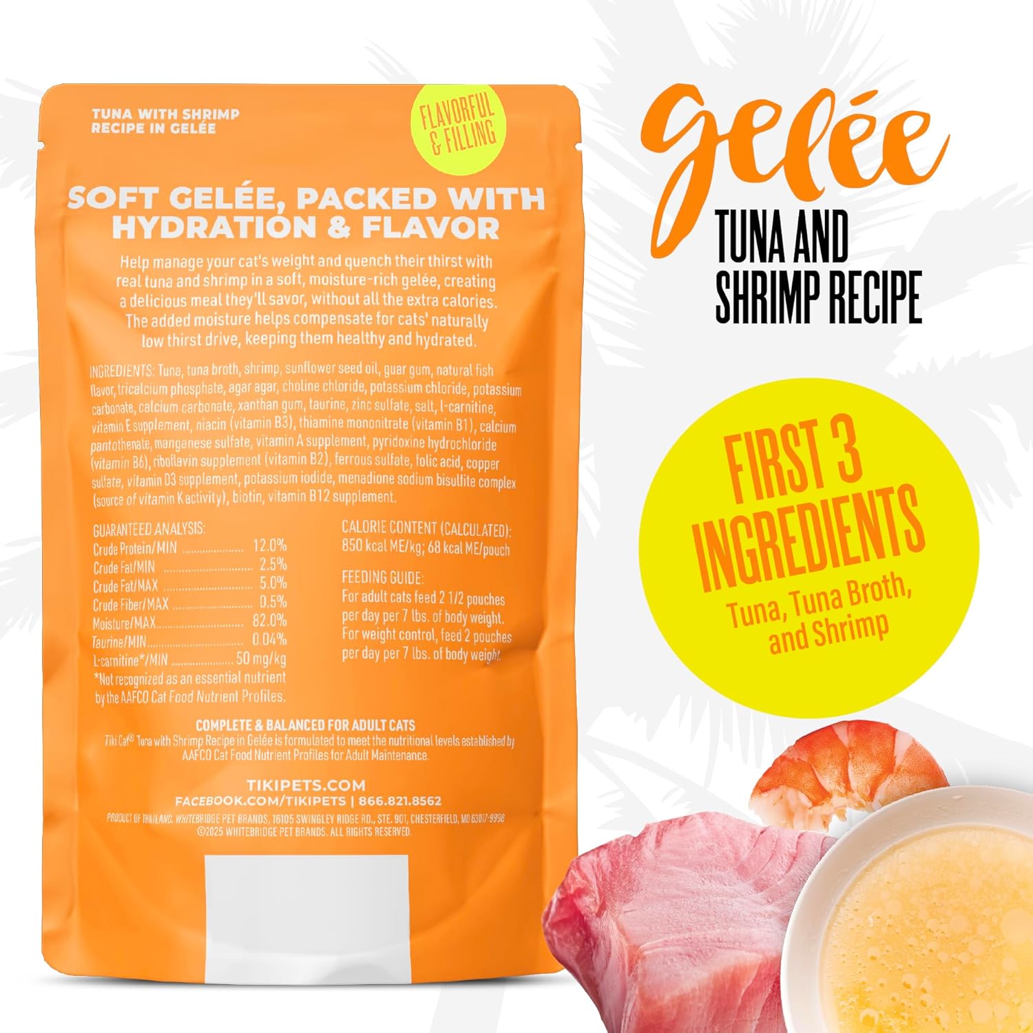 Tiki Cat Gelee Low-Fat Tuna and Shrimp in Gelee Recipe Wet Cat Food Pouch - 2.8 Oz - Case of 12