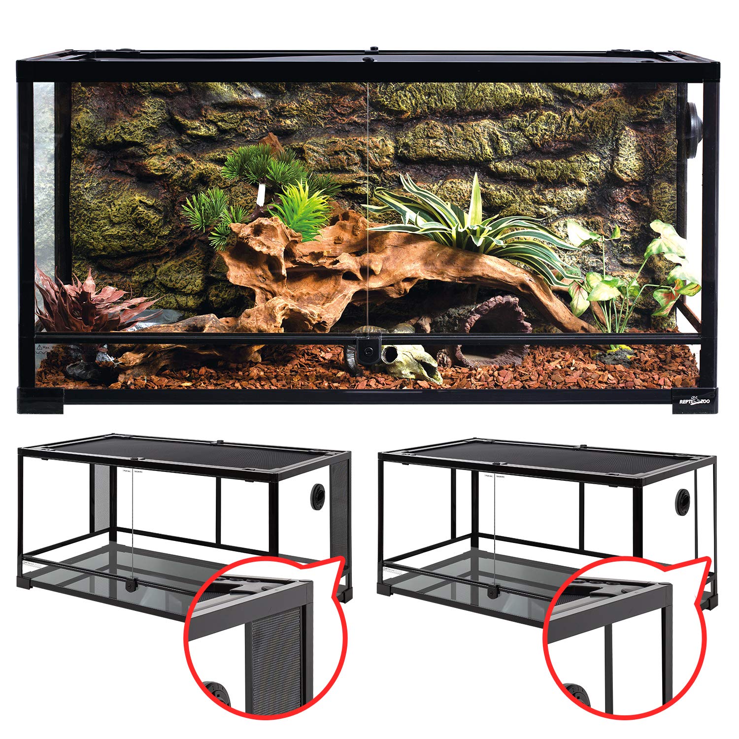 Zoo Med Laboratories Low Body Scorpion Flat Terrarium Tank with Aliminum Screen Cover - 50 Gallons  