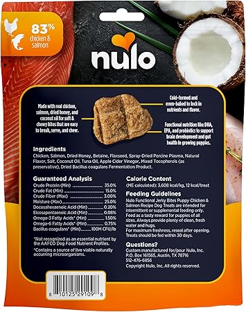 Nulo Functional Jerky Bites Chicken and Salmon Puppy Health Jerky Dog Treats - 5 Oz
