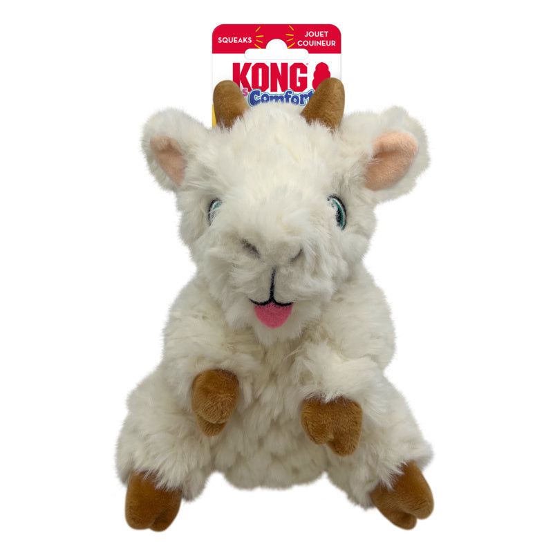 Kong Comfort Tykes Goat Low-Stuffing Crinkle and Removable Squeaker Plush Dog Toy - Small