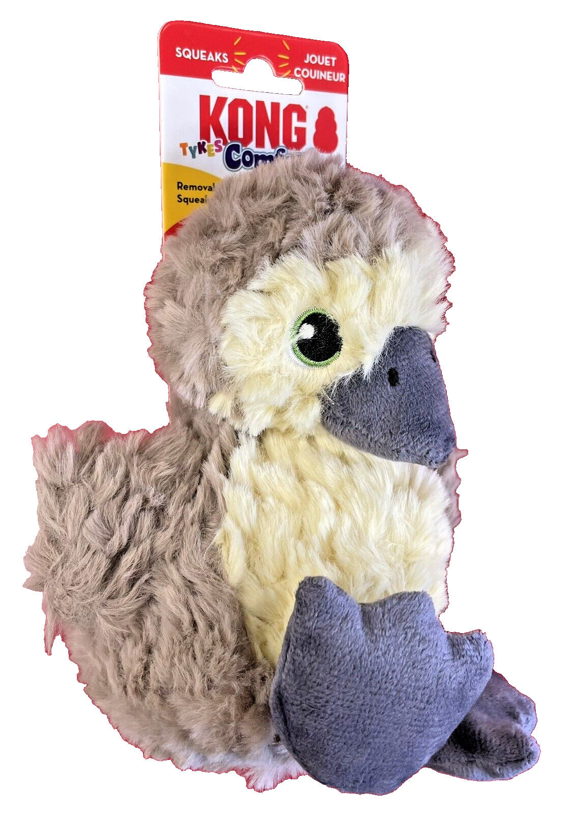 Kong Comfort Tykes Gosling Low-Stuffing Crinkle and Removable Squeaker Plush Dog Toy - Small