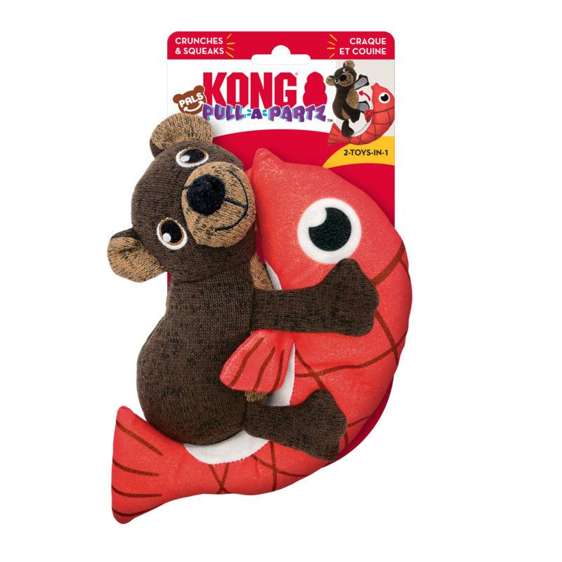 Kong Pull-A-Partz Pals Bear Dettachable Seperating 2-Piece Squeak and Plush Dog Toy - Medium
