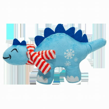 Snugarooz Holiday Stego Clause Dinosaur with Repair Patch Squeak and Crinkle Plush Dog Toy - 11 Inch