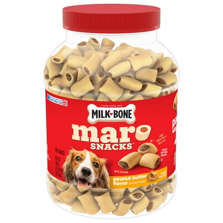 Milk-Bone MaroSnacks Peanut Butter Flavored Bone Marrow Chewy Dog Treats 40 Oz - 2 Pack