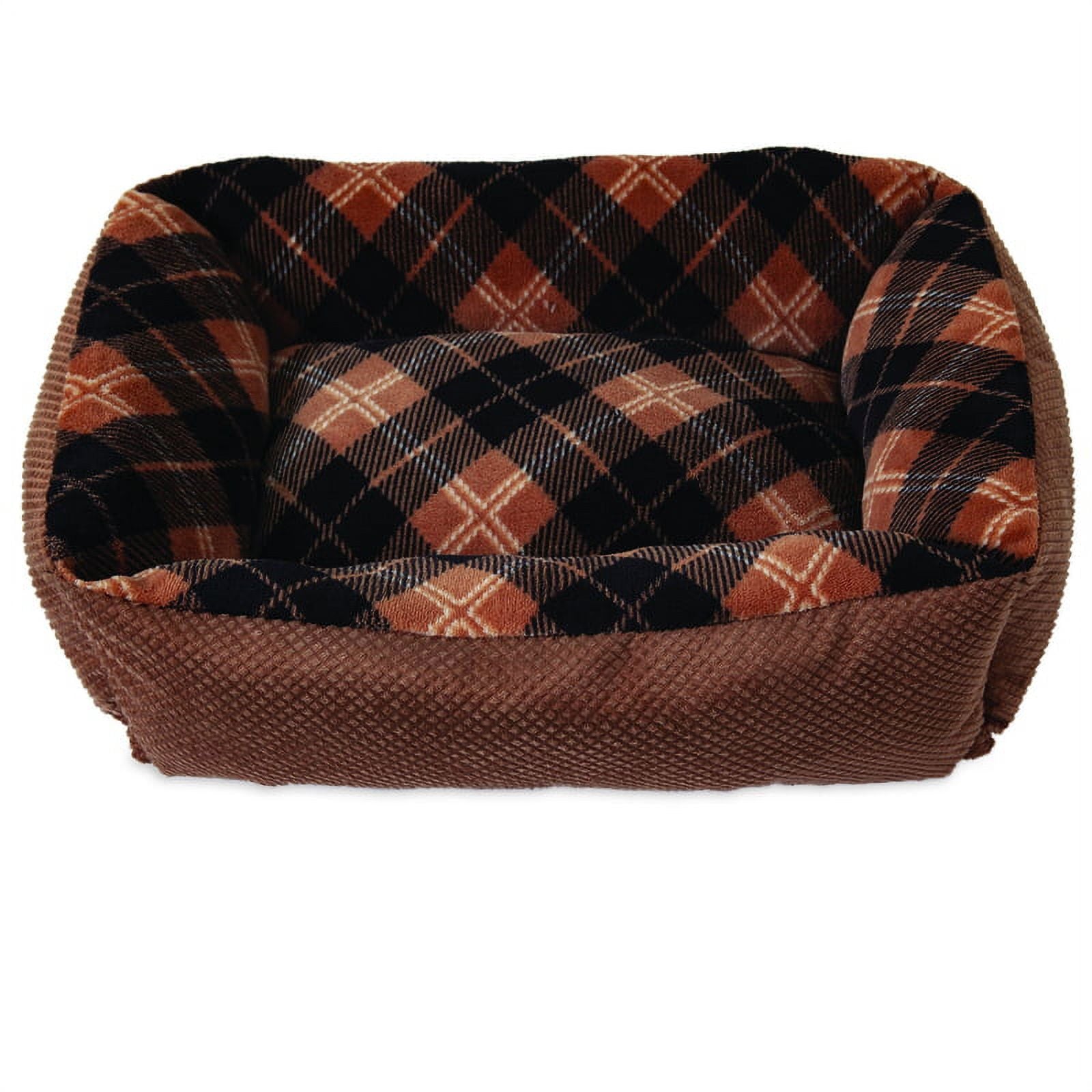 Petmate Aspen Lounger Rectangular Micro-suede and Polyester Plaid Dog Bed - Assorted Color - L:20 X W:15 Inches Default Title