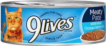 9 Lives Meaty Pate with Ocean Whitefish Dinner Canned Cat Food