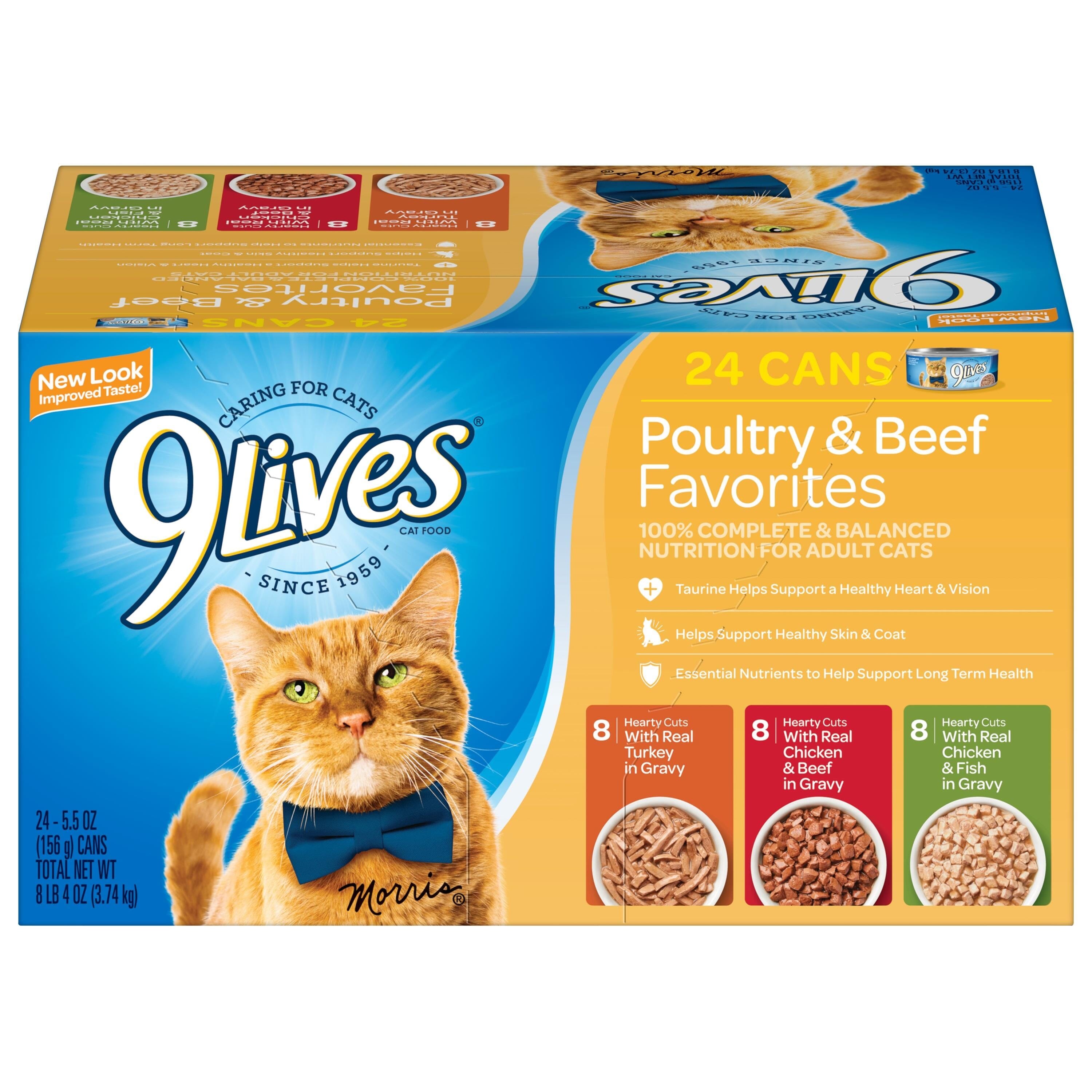 9 Lives Poultry and Beef Favorites Variety Pack Canned Cat Food