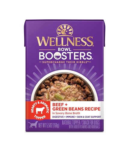 Wellness Bowl Boosters Hearty Toppers Grain-Free Beef and Green Beans in Broth Wet Dog Food Topper - 5.5 Oz - Case of 12 Default Title