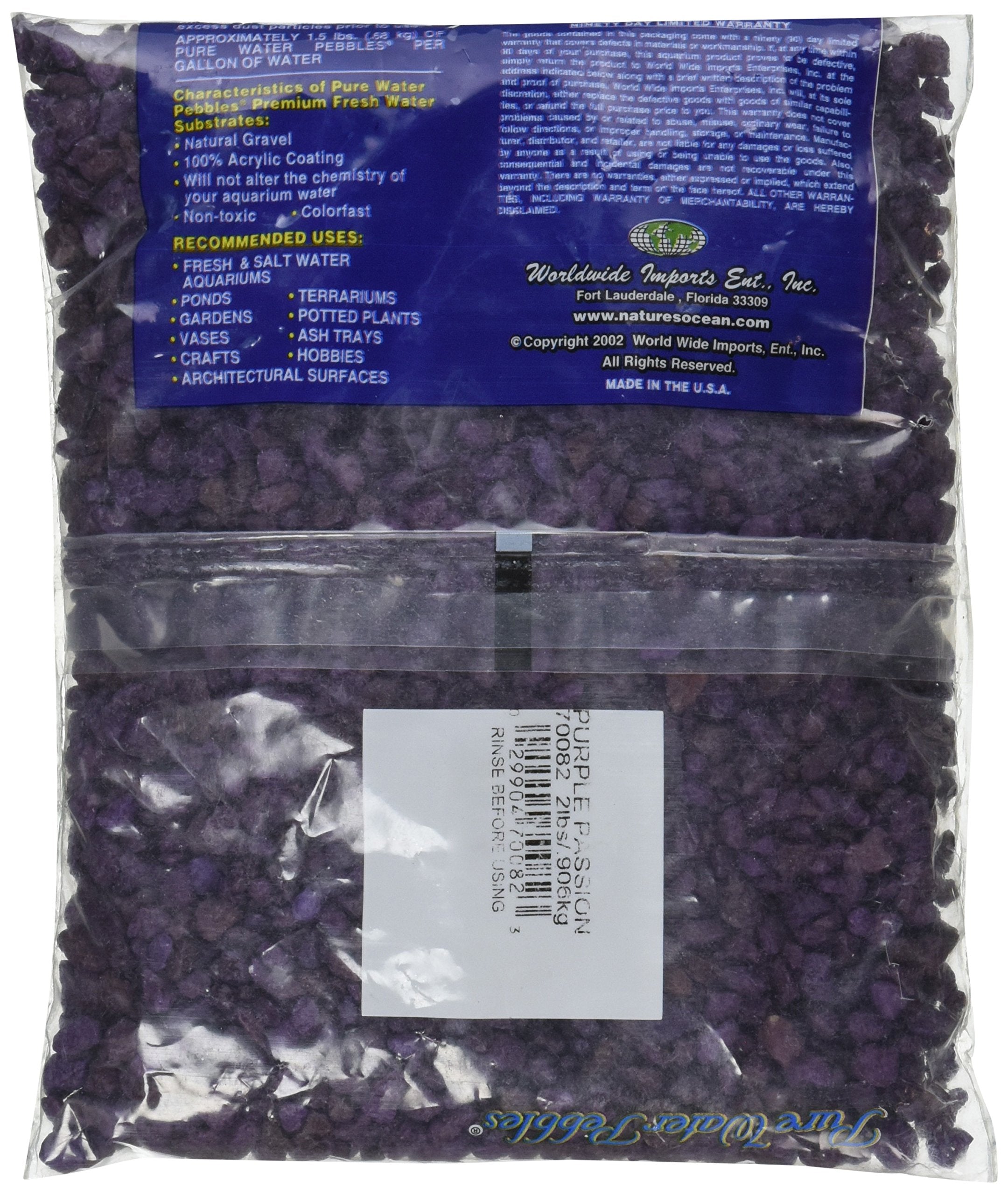 World Wide Imports Pure Water Pebbles for Freshwater Aquarium - Purple - 25 Lbs - Case of 2  