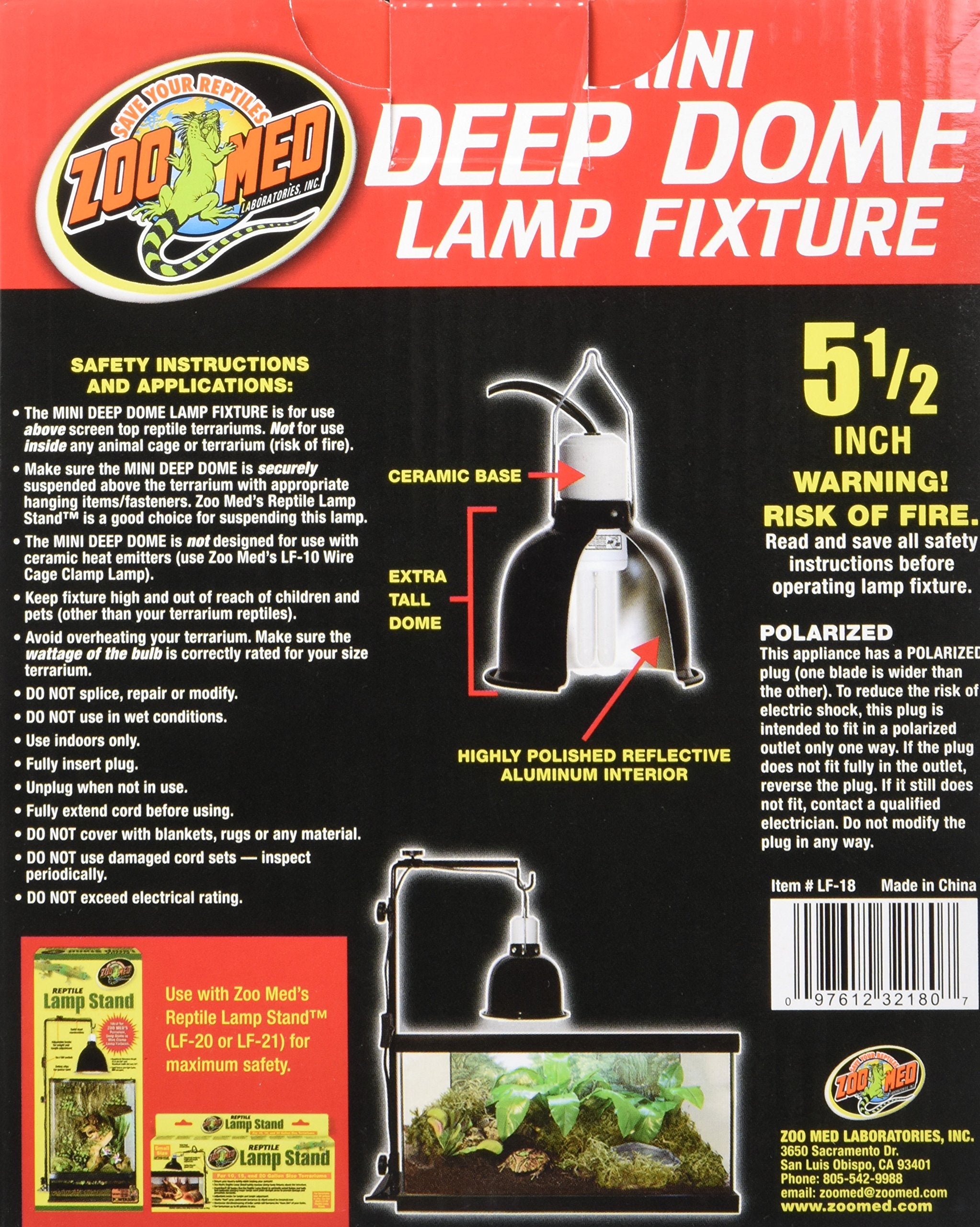 Zoo Med Laboratories Combo Deep Dome Reptile Basking Lamp Fixture - Large  