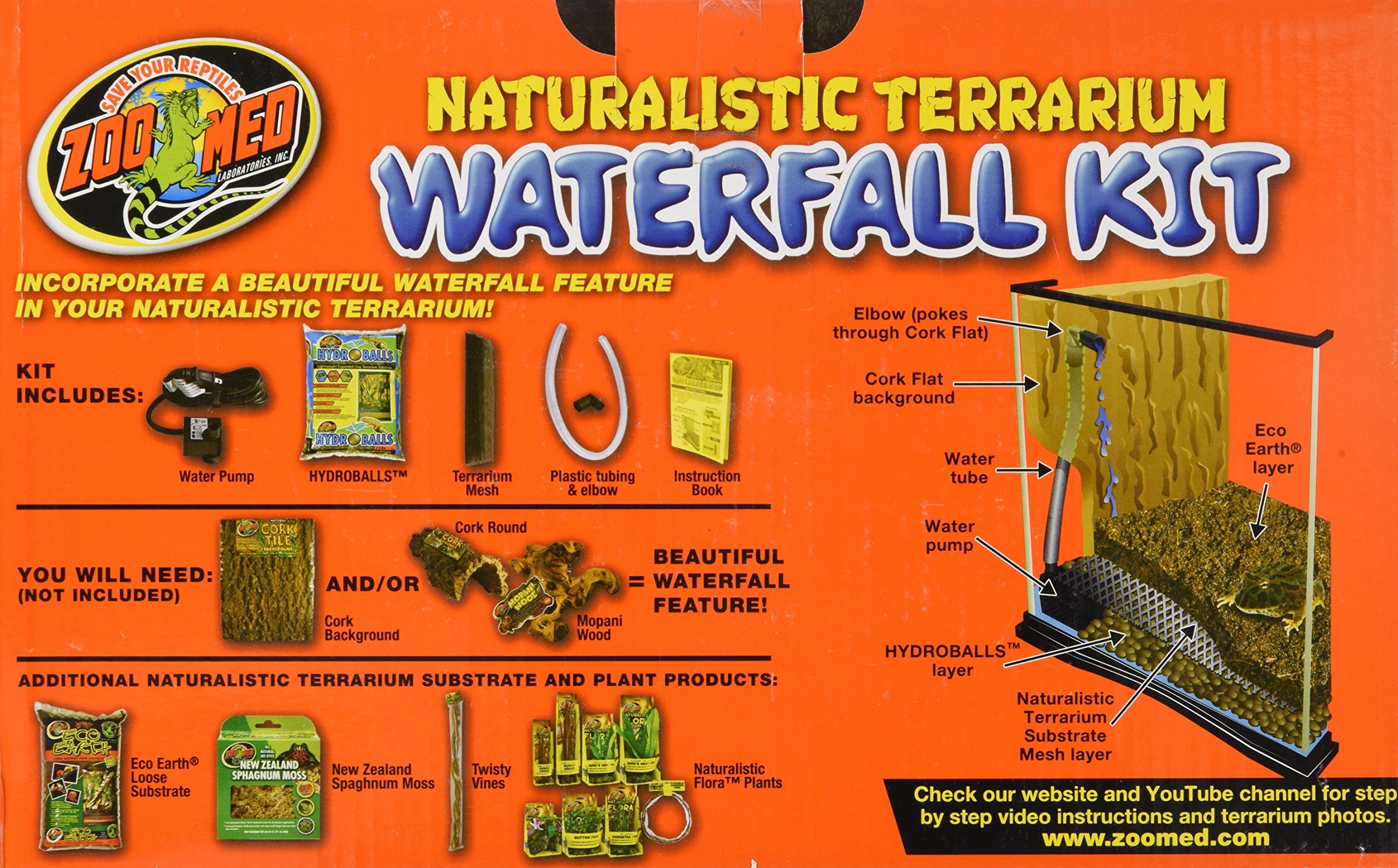 Zoo Med Laboratories Naturalistic Terrarium Waterfall Kit with Pump and Accessories  