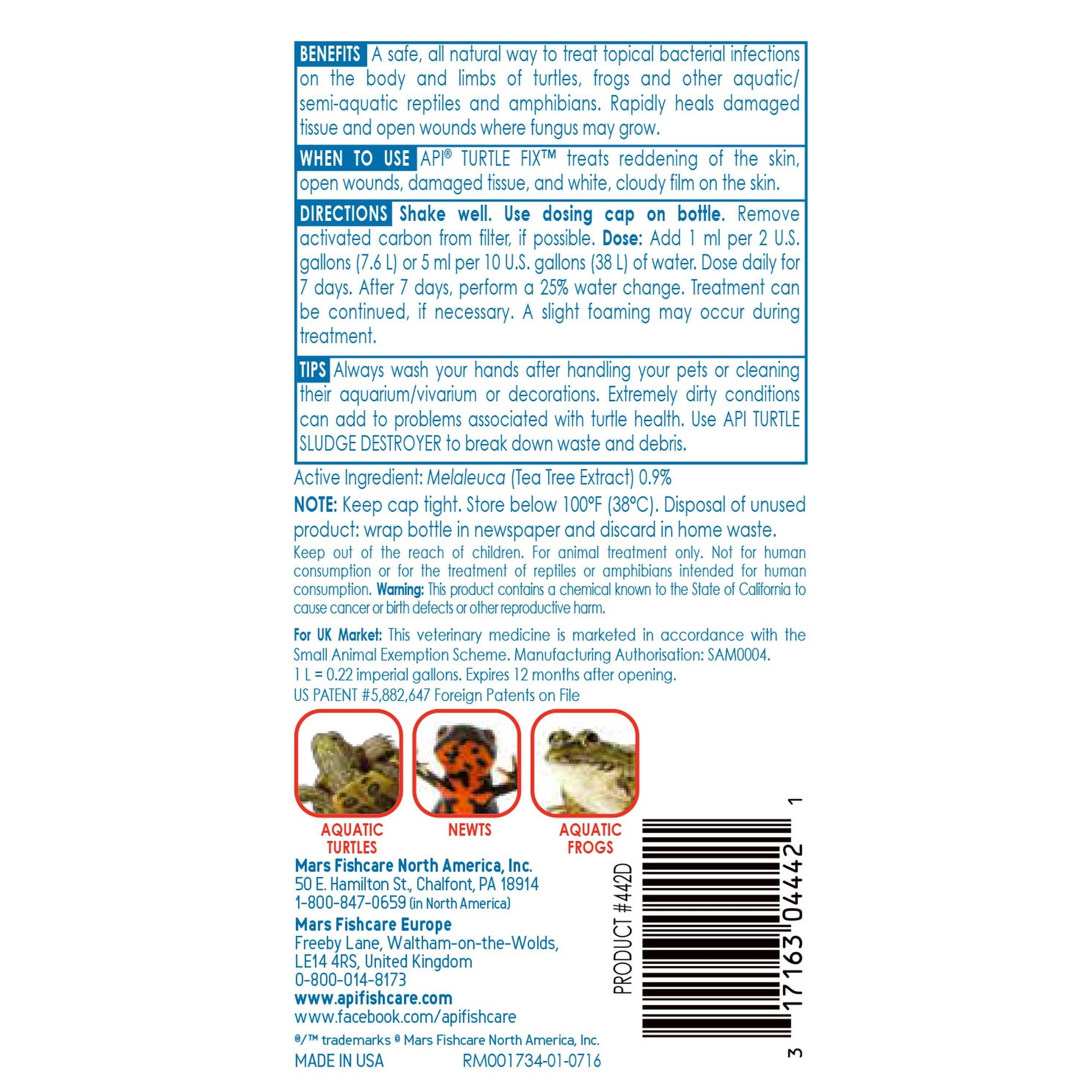 API Turtle Fix Frog Newt and Turtle Liquid Infection Medicine - 8 Oz