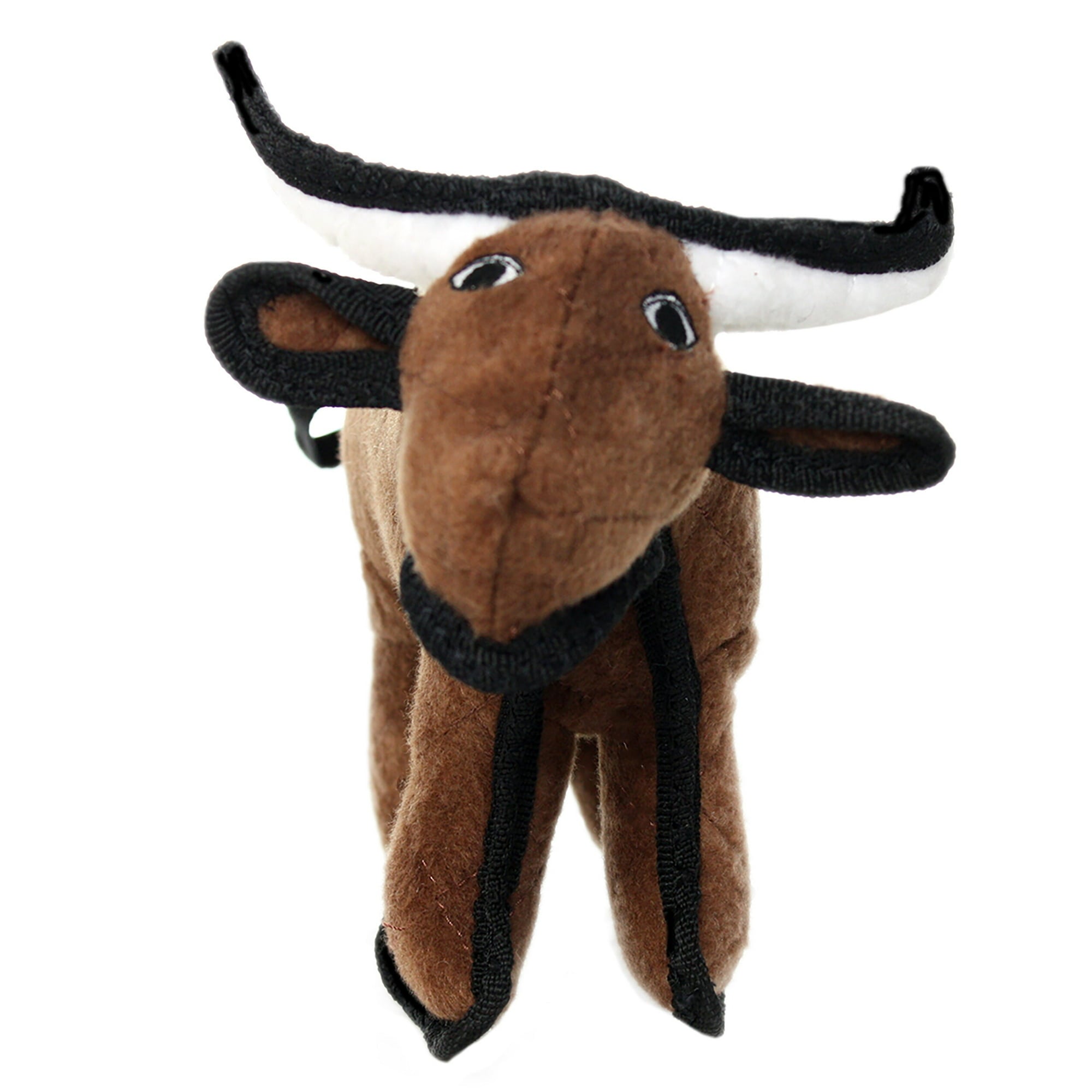 Tuffy Junior Barnyard Bull Reinforced Durable Squeak and Floating Plush Dog Toy - Brown