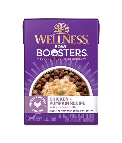 Wellness Bowl Boosters Hearty Toppers Grain-Free Chicken and Pumpkin in Broth Wet Dog Food Topper - 5.5 Oz - Case of 12 Default Title