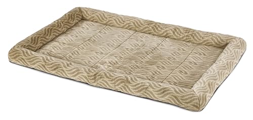 Midwest Homes Quite Time Deluxe Wave Rectangular Dog Bed and Crate Mat Tan LG - L:36 X W:22.3 X H:2.9 In