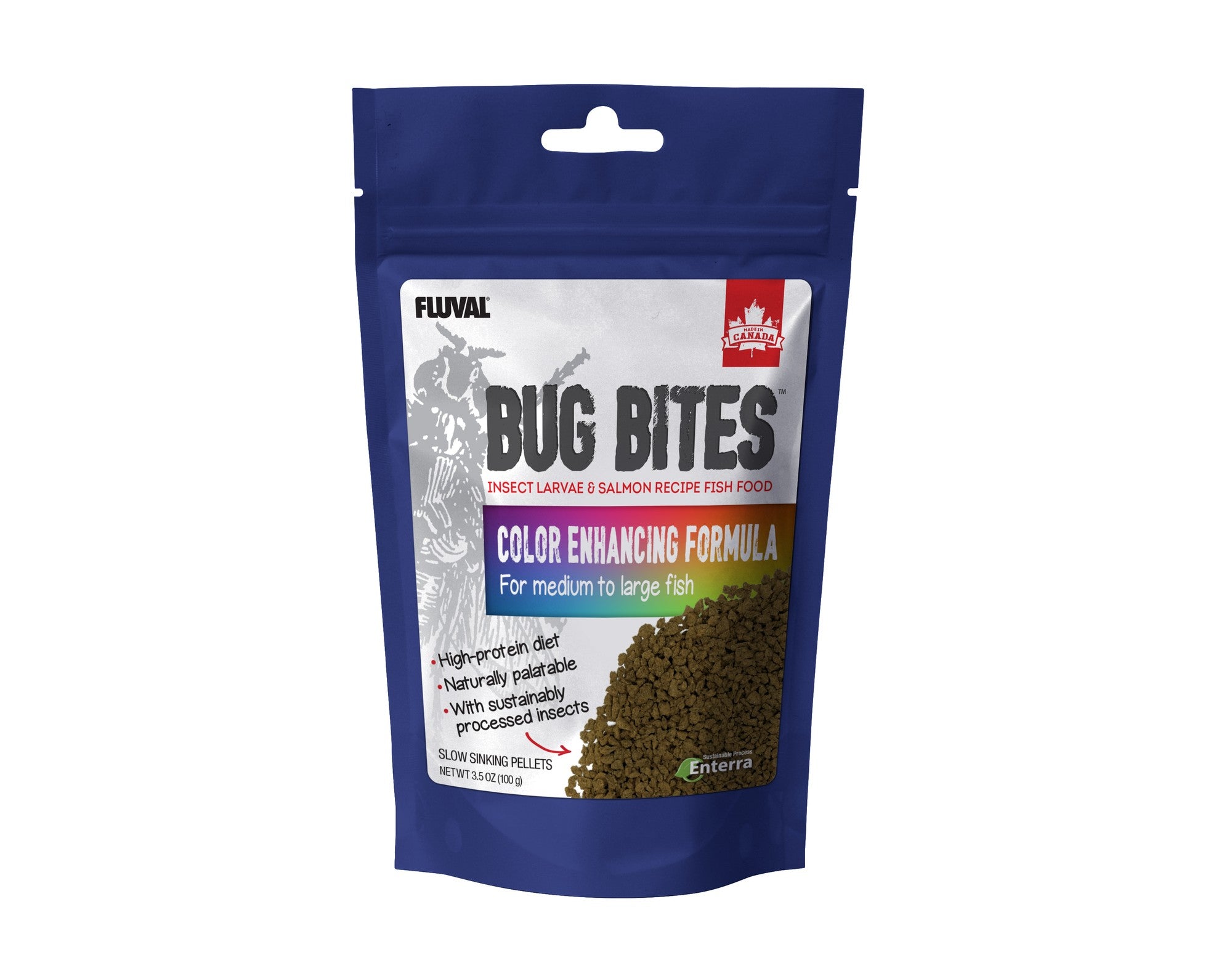 Fluval Bug Bites Insect Color Enhancing Granules for Medium-Large Tropical Fish Food 4.4 Ounce