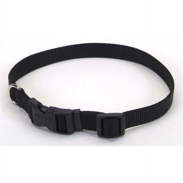 Coastal Adjustable Plastic Tuff-Buckle Nylon Dog Collar Black Med/Large - L:14-20 X W:1 Inch