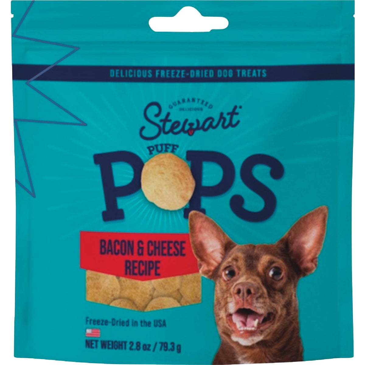 Stewart Puff Pops Bacon and Cheese Recipe Training Freeze-Dried Dog Treats 2.8 Ounce