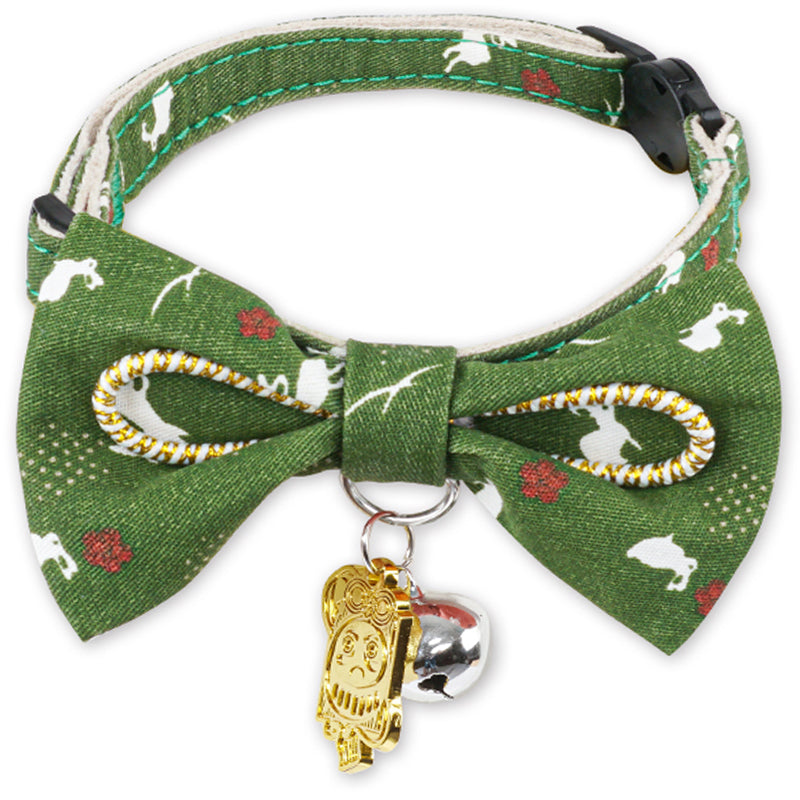 Touchcat ® Glampurr Elegant Fashion Cat Collar with large Bowtie and Bell Charm Green 