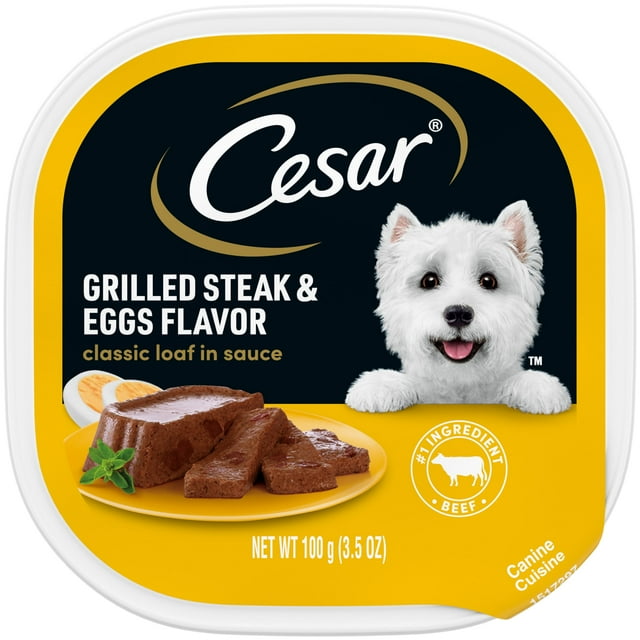 Cesar Classic Loaf in Sauce Grilled Steak and Eggs in Gravy Small-Breed Wet Dog Food Trays - 3.5 Oz - Case of 24 Default Title