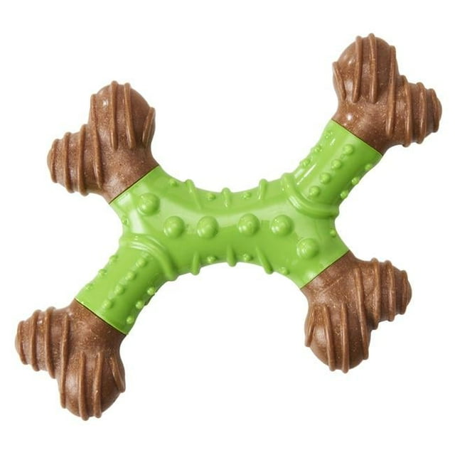 Ethical SPOT Bam-Bones X-Bone Apple Flavored Bamboo and Rubber Dental Chew Dog Toy Large - 8 Inch