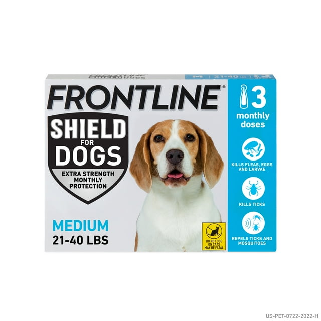 Frontline Shield Extra-Strength Dog Flea and Tick 3-Dose Treatment Medium - Dogs 21-40 Lbs