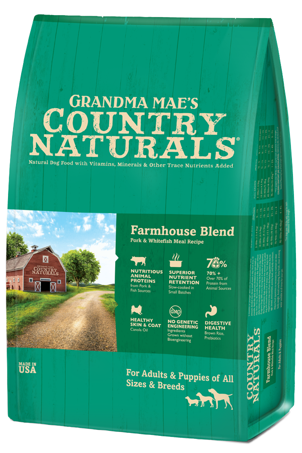Grandma Mae's Country Naturals Farmhouse Blend Pork and Whitefish Dry Dog Food - 24 Lbs