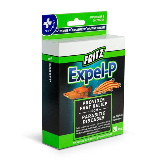 Fritz Aquatics Expel-P Freshwater and Saltwater Parasitic Infection Packets Fish Medication 20 Count