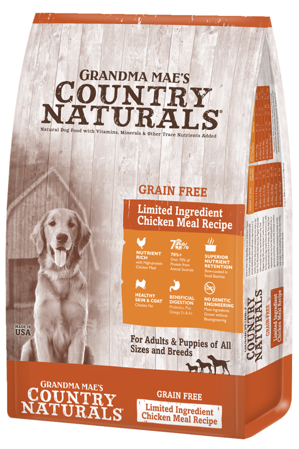 Grandma Mae's Country Naturals Limited Ingredient Diet Grain-Free Chicken Recipe Dry Dog Food - 12 Lbs