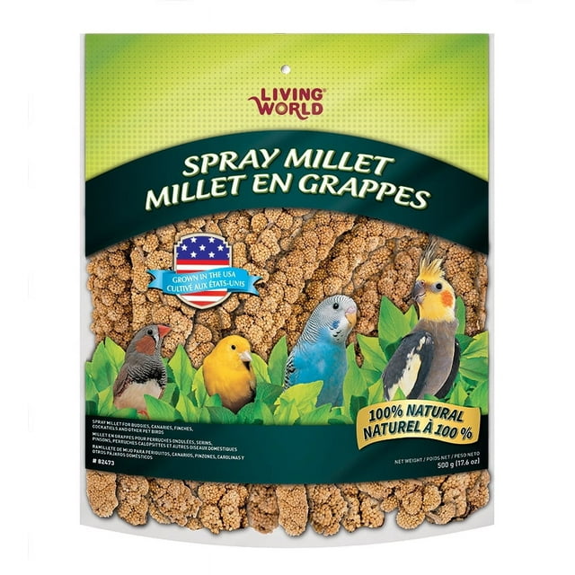 Hagen Hari Living World Millet Spray Bird Treats for Cockatiels Budgies Canaries and Finches 17.6 Ounce