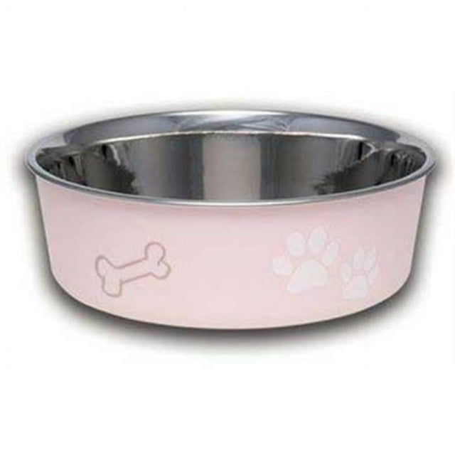 Loving Pets Bella Stainless Steel Cat and Dog Bowl Pink Medium