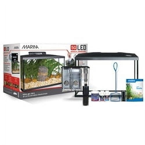 Hagen Marina LED Glass Aquarium Kit with Power Filter Net and Thermometer 5 Gal - L:16 X W:8.5 X H:10.5 In