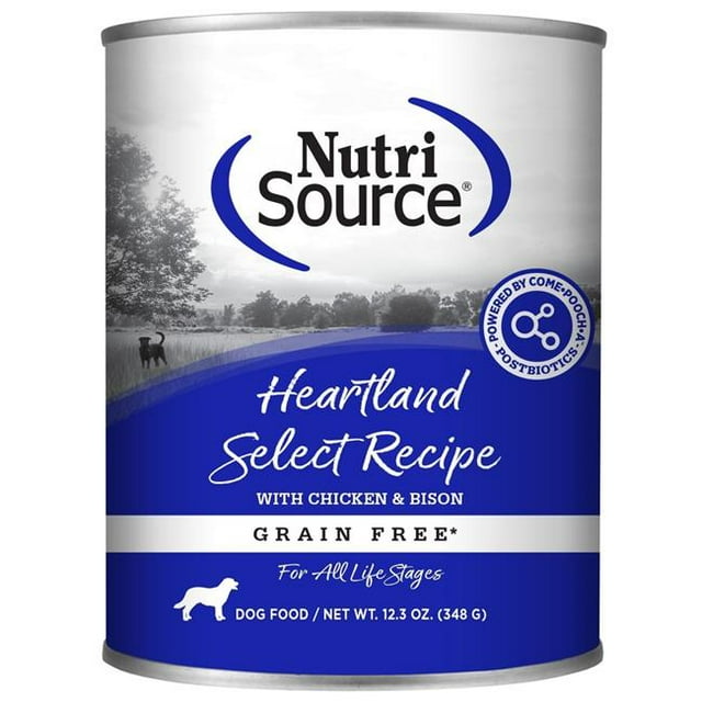 Nutrisource Grain-Free Heartland Select Bison and Chicken Canned Dog Food - 12.3 Oz - Case of 12