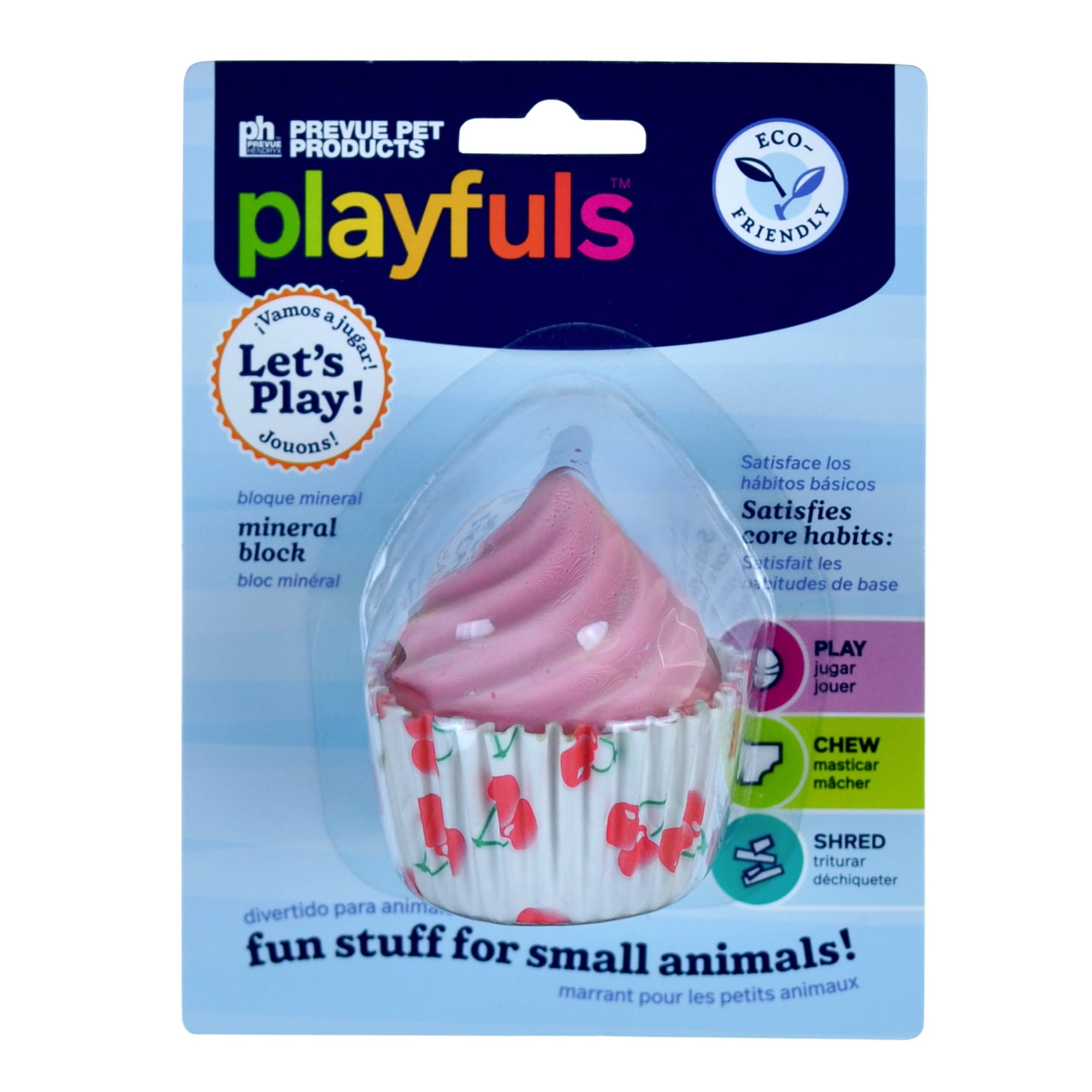 Prevue Pet Products Playfuls Pink Cupcake Mineral Block Small Animal Treat Default Title