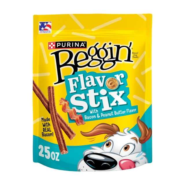 Purina Beggin Strips Flavor Stix with Bacon and Peanut Butter Soft and Chewy Dog Treats 25 Oz - Case of 4