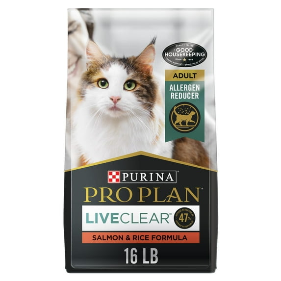 Purina Pro Plan LiveClear Allergen Reducing High-Protein Salmon and Rice Adult Dry Cat Food - 16 Lbs Default Title