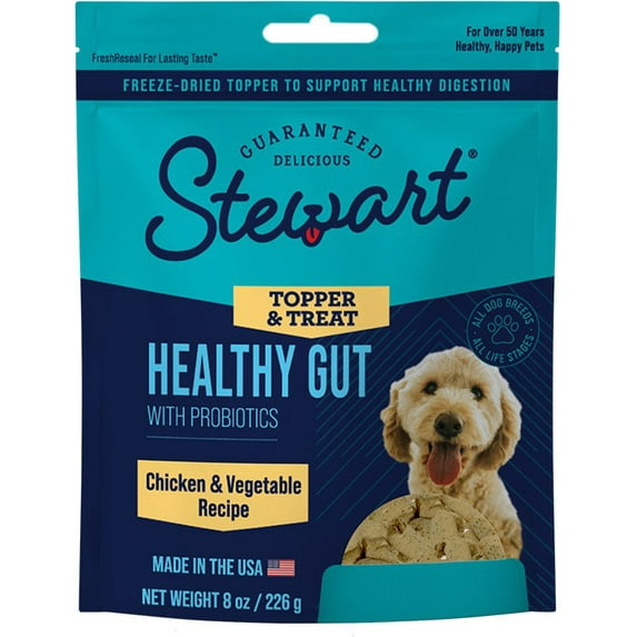 Stewart Healthy Gut Chicken and Vegetables with Probiotics Freeze-Dried Dog Food Topper or Treats - 8 Oz Default Title