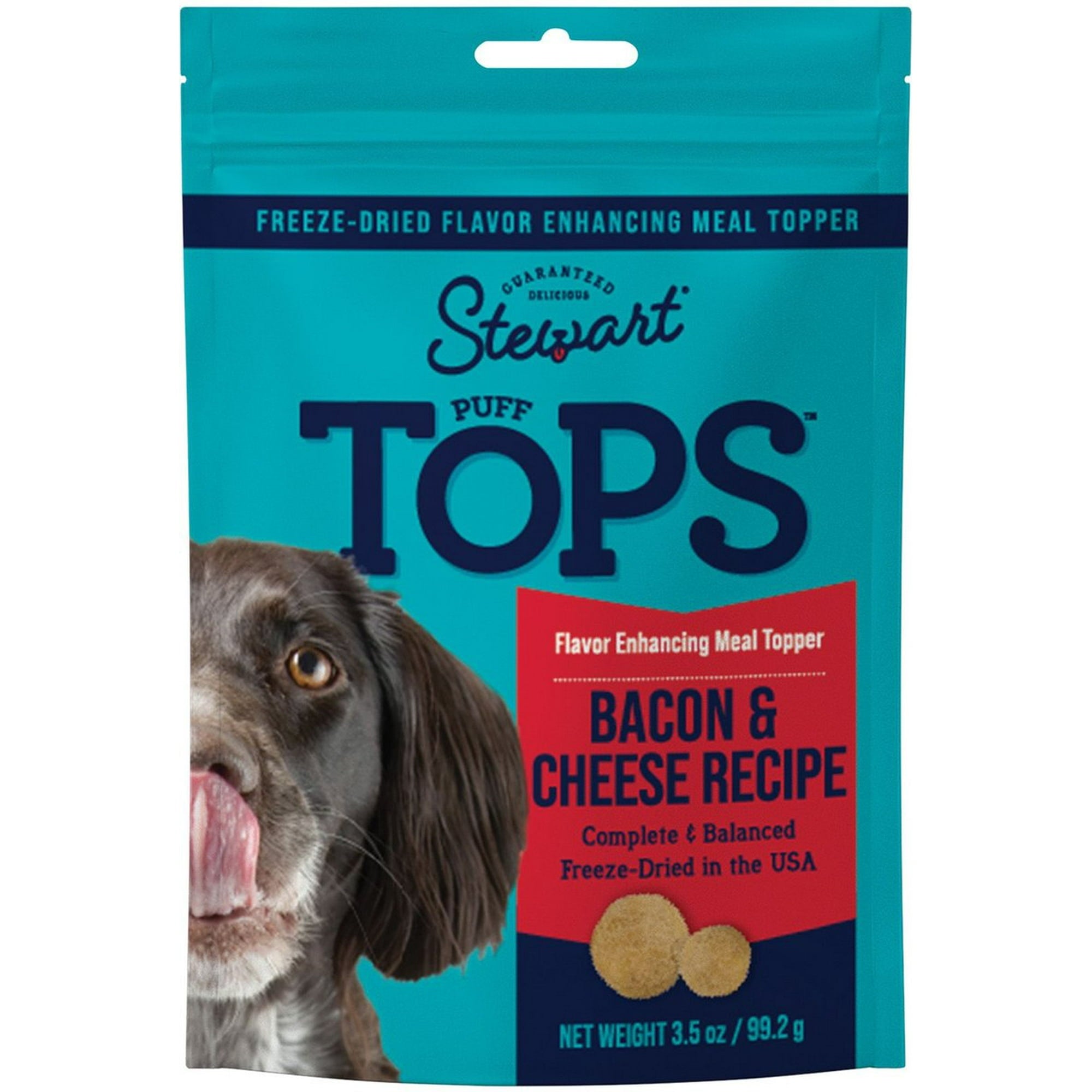 Stewart Puff Tops Bacon and Cheese Recipe Freeze-Dried Dog Food Topper 3.5 Ounce