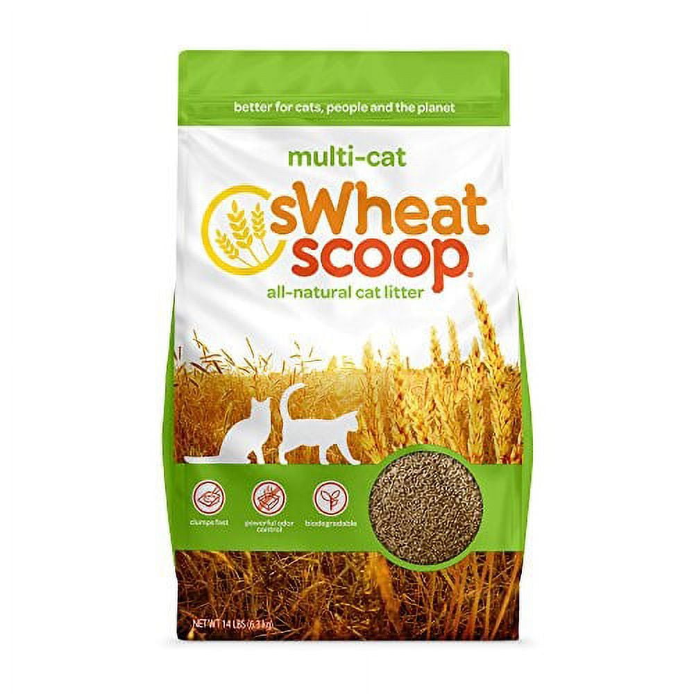 Swheat Scoop Multi-Cat Superior Clumping Odor Neutralizing Enzymes Natural Wheat Cat Litter 14 Pounds