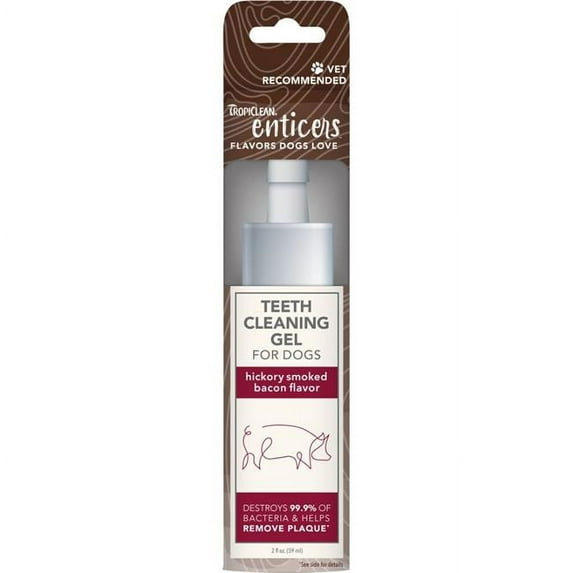 Tropiclean Enticers Hickory Smoked Bacon Flavor Dental Oral Dog Teeth Cleaning Gel - 2 Oz