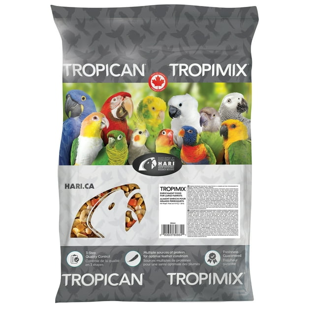 Hagen Hari TropiMix Seeds Fruits Nuts Veggie and Grains Enrichment Large Parrot Bird Food 20 Pounds