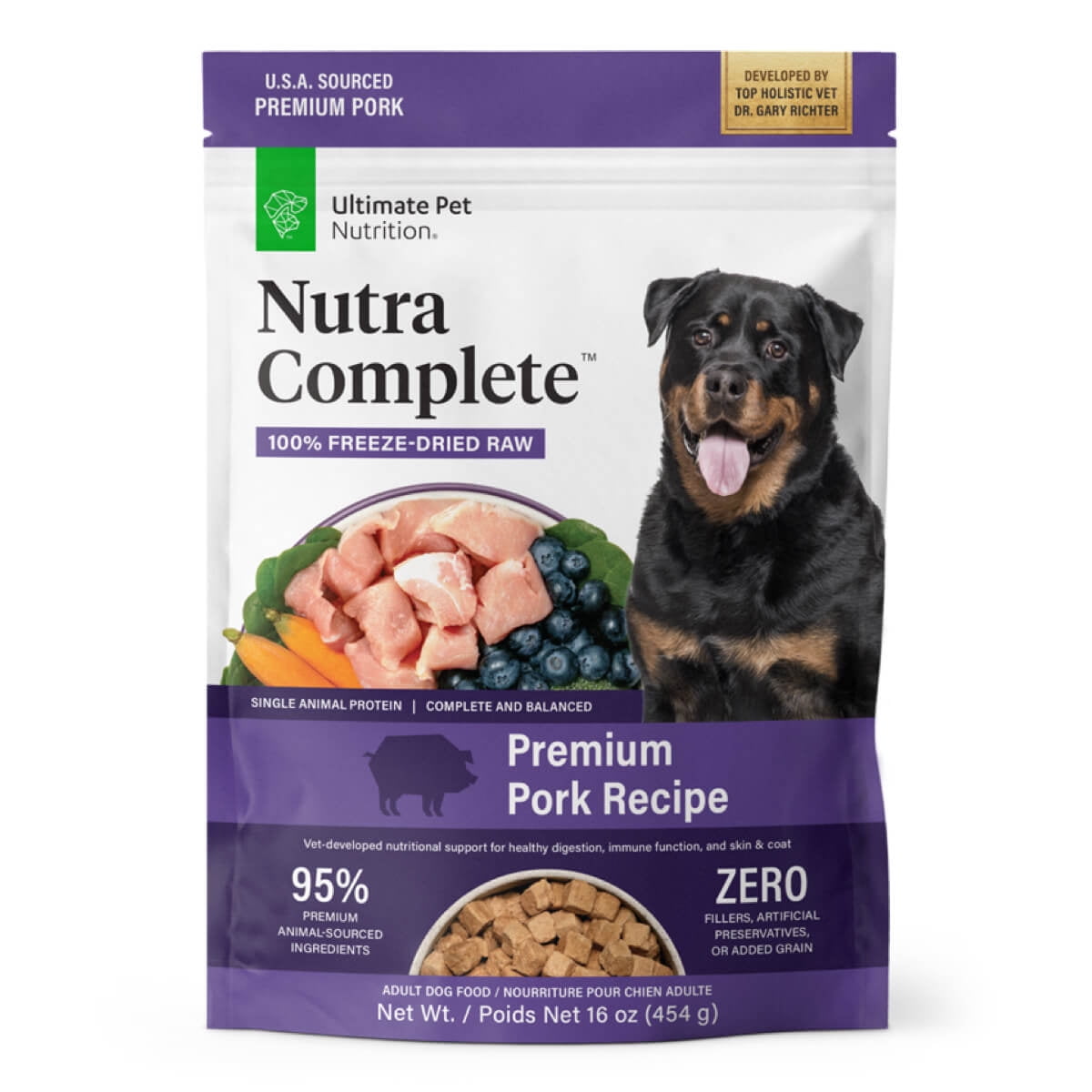 Ultimate Pet Nutrition Nutra Complete Premium Pork and Antioxidants Freeze-Dried Raw Dog Food 16 Ounce