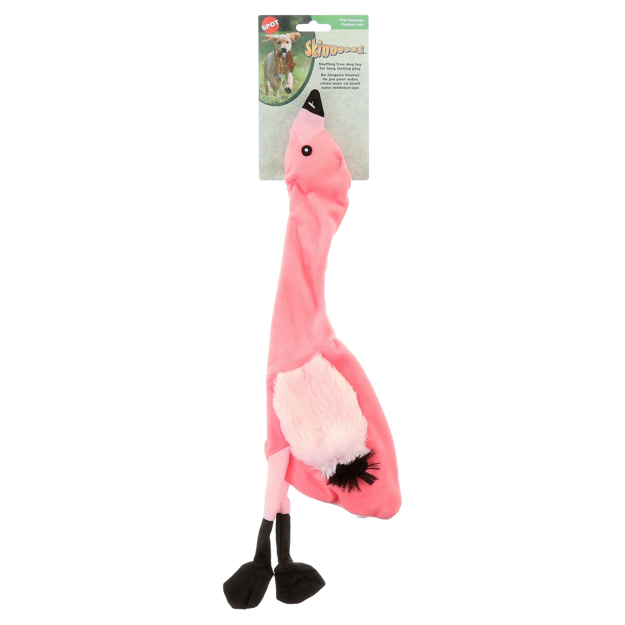 Ethical SPOT Skinneeez Stuffing-Free Flamingo Squeak and Soft Dog Toy Large - 20 Inch
